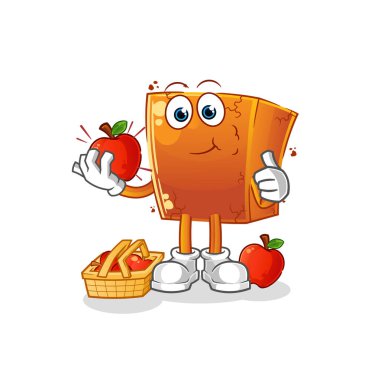 Brick elma çizimi yiyor. karakter vektörü