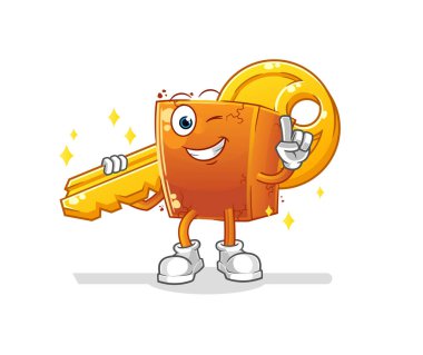 Tuğla anahtar maskotu taşır. çizgi film vektörü