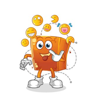 Tuğla gülüşü ve alaycı karakter. çizgi film maskotu vektörü