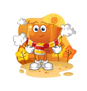 Sonbaharda tuğla. çizgi film maskotu vektörü