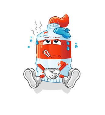 Suluboya tüp hasta vektörü. çizgi film karakteri