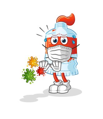 Suluboya tüp virüsleri reddediyor. çizgi film maskotu vektörü