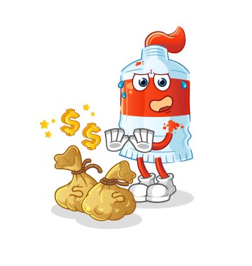 Suluboya tüp para resimlerini reddediyor. karakter vektörü