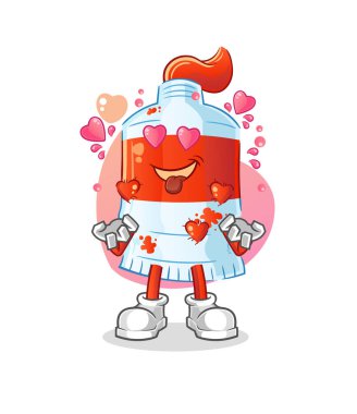 Suluboya tüp aşk vektörü. çizgi film karakteri