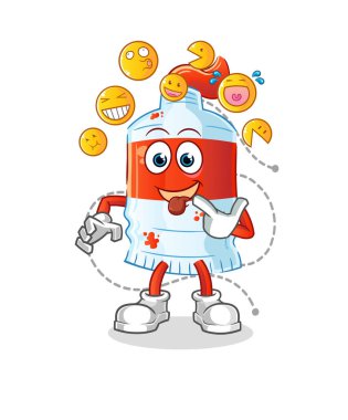 Suluboya tüp gülme ve alay etme karakteri. çizgi film maskotu vektörü