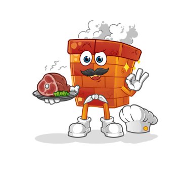 Et maskotu olan baca şefi. çizgi film vektörü