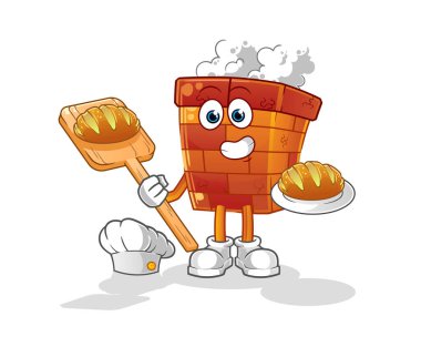 Ekmekli baca fırını. çizgi film maskotu vektörü