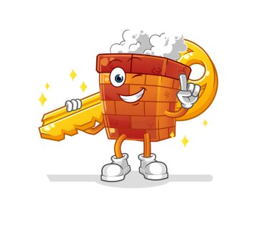 Baca anahtar maskotu taşır. çizgi film vektörü