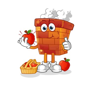 Elma çizimi yiyen baca. karakter vektörü