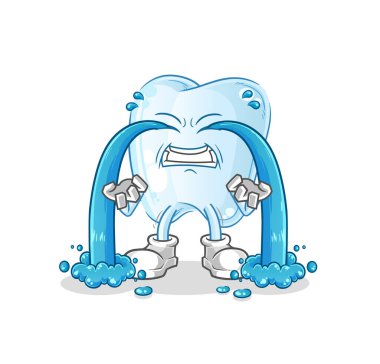 Ağlayan diş çizimi. karakter vektörü