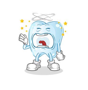 Diş esneme karakteri. çizgi film maskotu vektörü