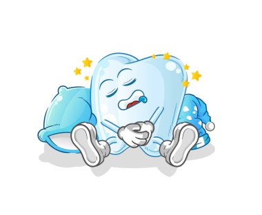 Diş uyuyan karakter. çizgi film maskotu vektörü