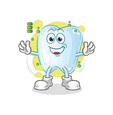 Diş dolu pil karakteri. çizgi film maskotu vektörü