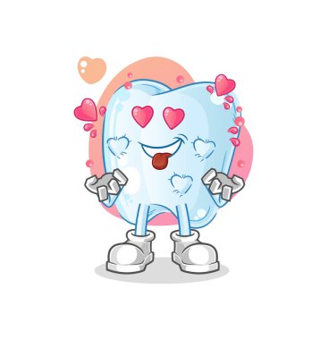 Diş düşmesi aşk vektörü. çizgi film karakteri