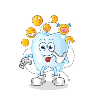 Diş kahkahası ve alaycı karakter. çizgi film maskotu vektörü