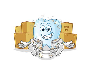 Dişsiz evsiz adam. çizgi film maskotu vektörü