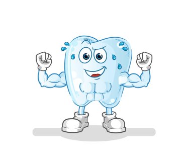 Diş kaslı çizgi film. çizgi film maskotu vektörü