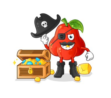 Su elması korsanı ve hazine maskotu. çizgi film vektörü