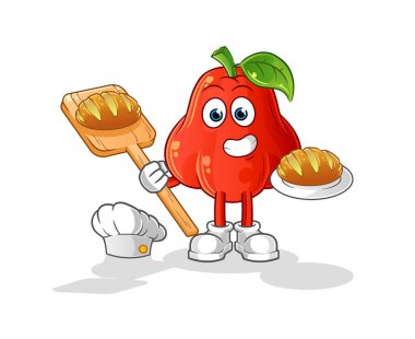 Ekmekli su elmalı fırın. çizgi film maskotu vektörü