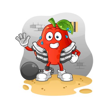 Elma suçlusu hapiste. çizgi film karakteri