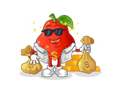 su elması zengini. çizgi film maskotu vektörü