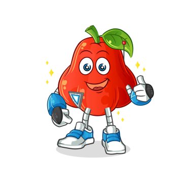 su elması robot karakteri. çizgi film maskotu vektörü