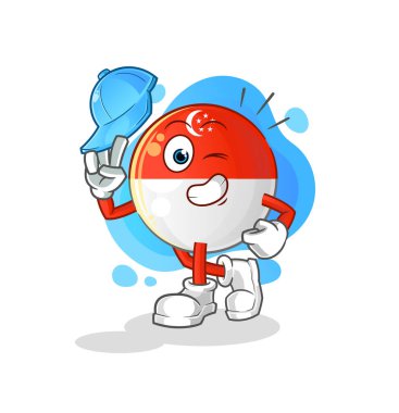 Singapur bayrağı genç çocuk karakter çizgi filmi