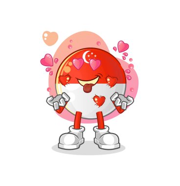 Singapur bayrağı düşen aşk vektörü. çizgi film karakteri