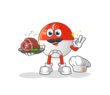 Singapur bayrak şefi ve et maskotu. çizgi film vektörü