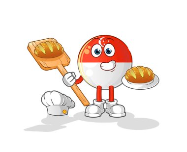 Singapur ekmek fırıncısı. çizgi film maskotu vektörü