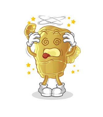 Ginger dizzy head mascot. cartoon vector clipart