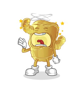 Zencefil esneme karakteri. çizgi film maskotu vektörü