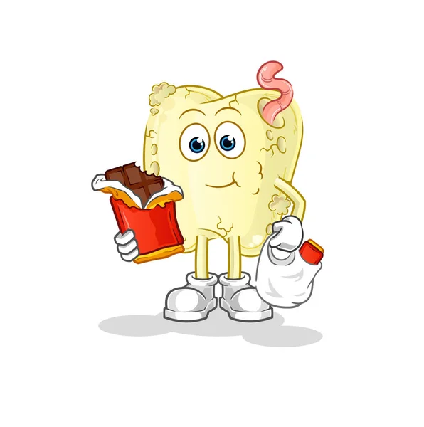 Caries Comer Mascota Chocolate Vector Dibujos Animados — Vector de stock