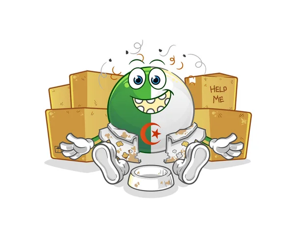 Algerian Flag Homeless Character Cartoon Mascot Vector — Stock Vector