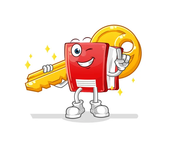 Book Carry Key Mascot Cartoon Vector — Stock Vector