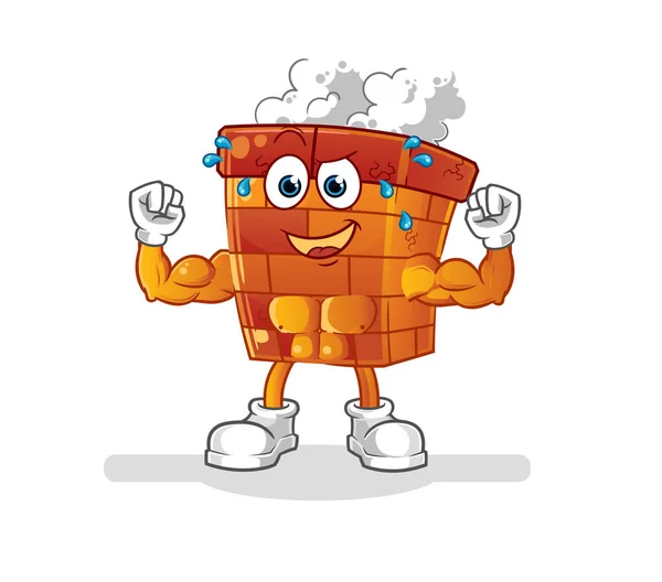 Chimney Muscular Cartoon Cartoon Mascot Vector — Stock Vector