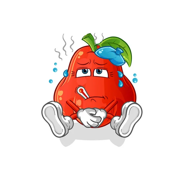 Wasser Apfel Krank Vektor Zeichentrickfigur — Stockvektor