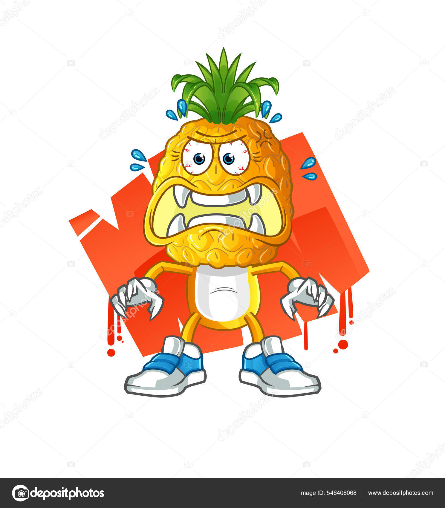 Pineapple Head Cartoon Monster Vector Cartoon Character Stock Vector by