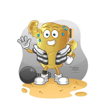 Kızıl suçlu hapiste. çizgi film karakteri