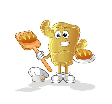 Zencefilli fırın ve ekmek. çizgi film maskotu vektörü