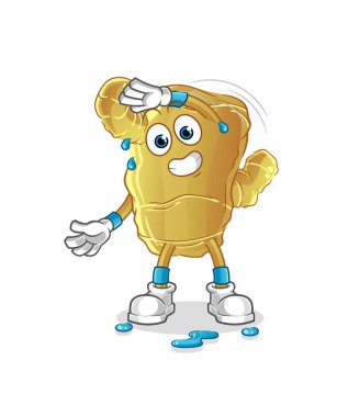 Zencefil esneme karakteri. çizgi film maskotu vektörü