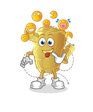 Kızıl kahkaha ve alaycı karakter. çizgi film maskotu vektörü