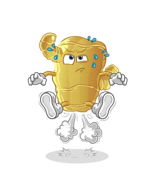 Zencefilli osuruktan atlama illüstrasyonu. karakter vektörü