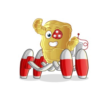 Kızıl gelecekteki robot vektörü. çizgi film karakteri