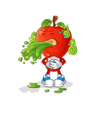 Elma kafalı çizgi film kusmuğu. çizgi film maskotu vektörü