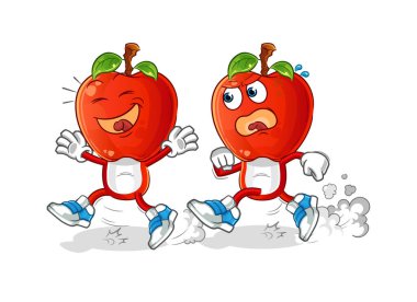 Elma kafalı çizgi film kovalamacası. çizgi film maskotu vektörü