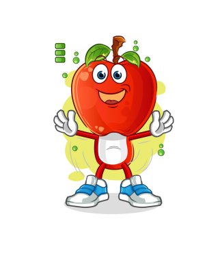 Elma kafalı çizgi film karakteri tam batarya karakteri. çizgi film maskotu vektörü