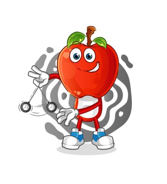 Elma kafalı çizgi film hipnotize ediyor. çizgi film maskotu vektörü