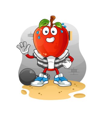 Elma kafalı karikatür suçlusu hapiste. çizgi film karakteri