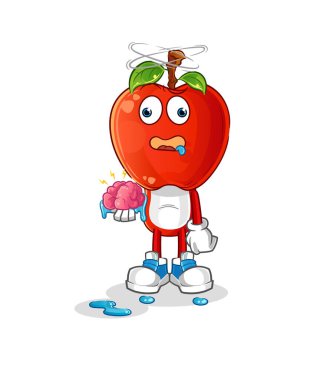 Elma kafalı çizgi film, beyin vektörü yok. çizgi film karakteri